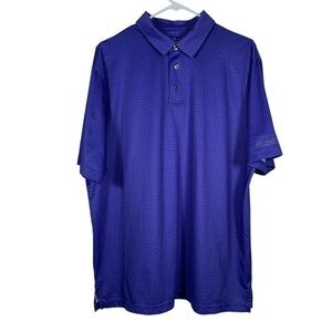 Ben Hogan Checkered Plaid Blue Performance Polo Golf Shirt Large EUC #DS-1696